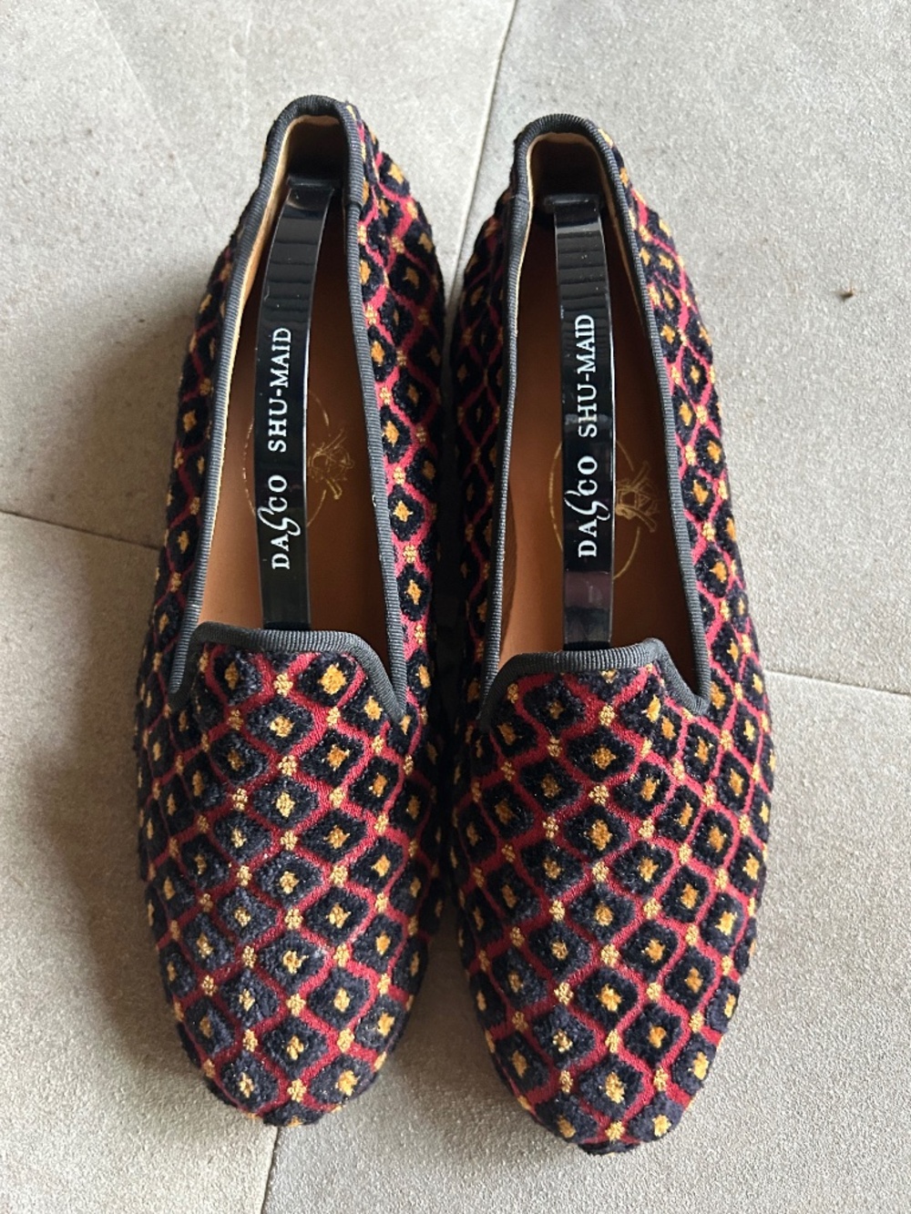 Stubbs & Wootton Black & Red velvet Women's loafers size USA 8